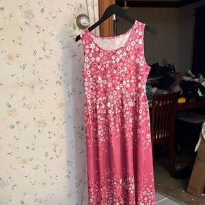 Elegant Pink Floral Midi Dress